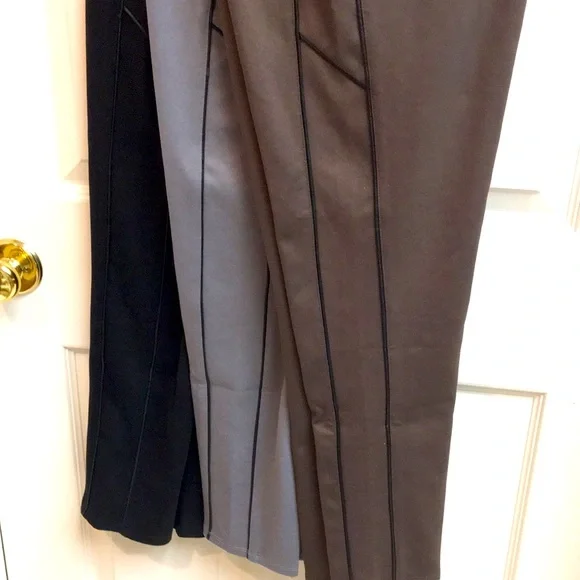 Bundle/3 Narrow Ankle, Stretch Waist, Pull on Pants - Black, Brown & Grey - Picture 2 of 9